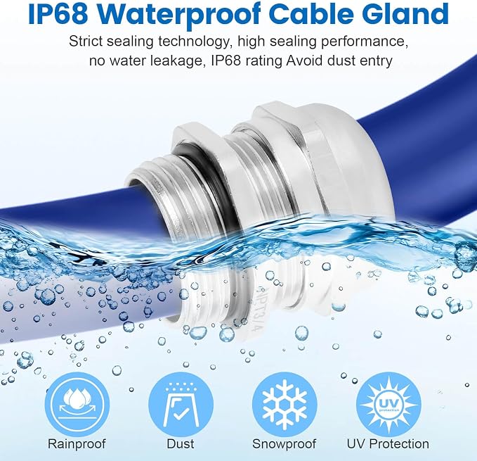 4 Pcs 3/4" NPT Nickel-Plated Copper Cable Gland | IP68 Waterproof, Metal Strain - Image 5