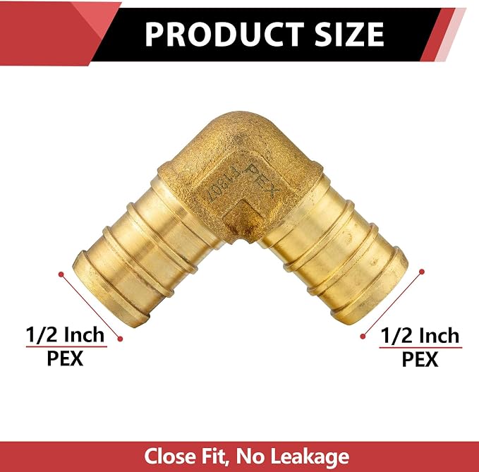 25PACK EFIELD 1/2 Inch Pex Elbow Barb Crimp Brass Fitting | - Image 2