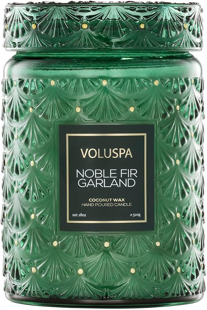 Voluspa Noble Fir Garland, Large Candle Jar, Coconut Wax Blend, Scented Candles by Unknown