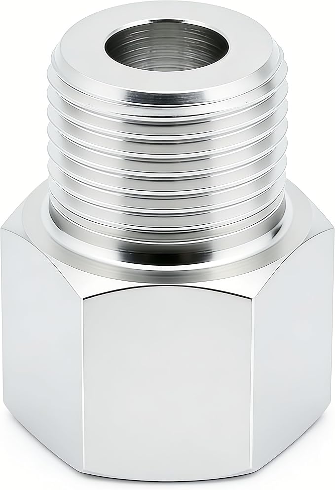 304 Stainless Steel M20*1.5 Female Thread x 1/2" NPT Male Adapter Metric - Image 3