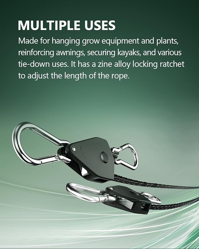 12-Pack 1/8” Rope Hanger, Heavy Duty Ratchet Tie Down Strap | Reinforced Metal - Image 2