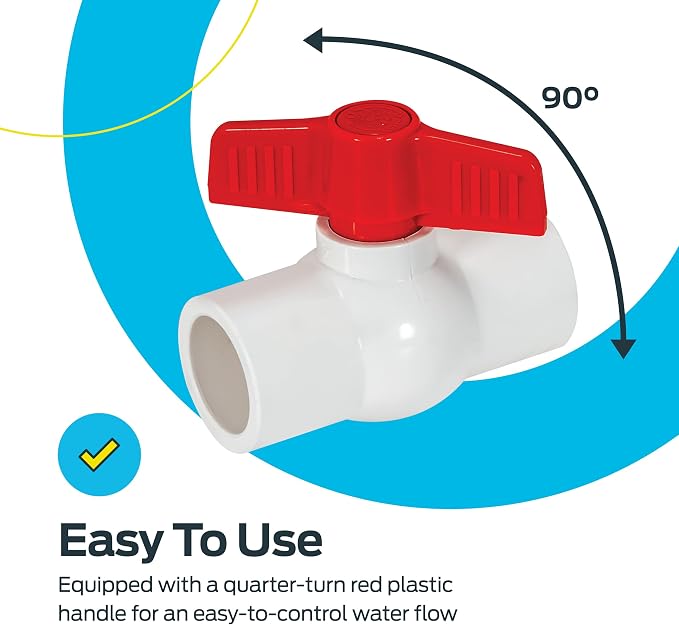 Eastman 3/4 x 3/4 Inch Slip Schedule 40 PVC Quarter Turn Ball Valve, 150 PSI - Image 5