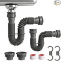 TEHAUX 2 Pack Flexible Drain Pipe Kit, Expandable Sink Drain Hose Fits 1-1/2 to by TEHAUX