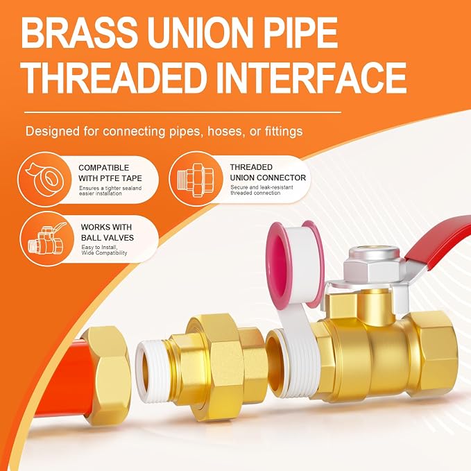 GASHER 2PCS 3/4" NPT Brass Union Pipe Fitting | 3/4 Inch Male x 3/4 Inch Female - Image 5