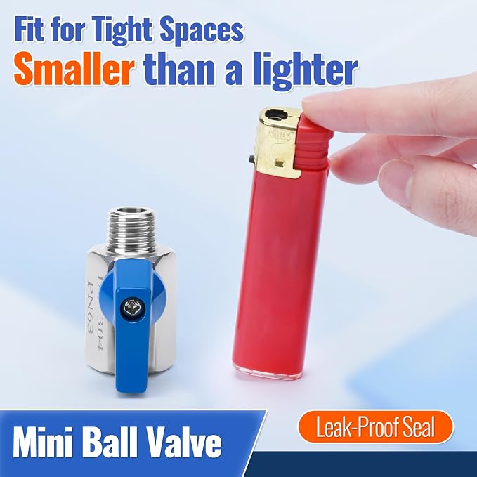 2 Pack 1/4" NPT Mini Ball Valve, 304 Stainless Steel Male x Female Threaded - Image 3