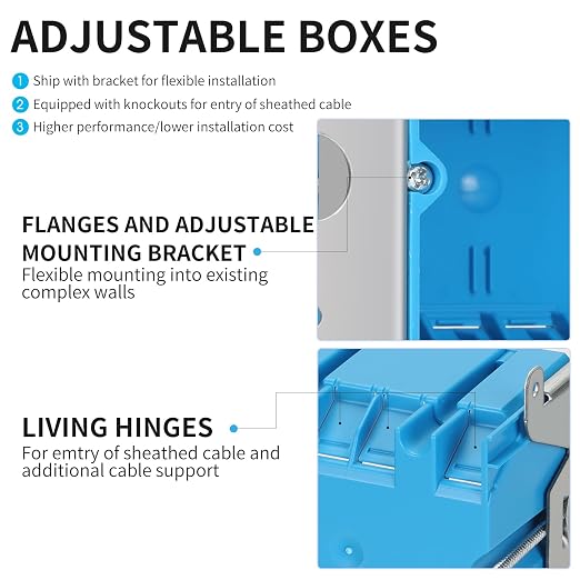 2 Gang Adjustable Plastic Outlet Box, 34 cu. in., 12 Pack | Non-metallic blue - Image 5