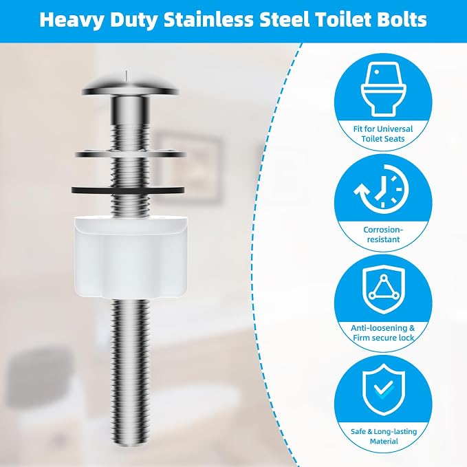 Hibbent 2 PCS Toilet Seat Bolt Kit, Stainless Steel Bolts - Image 3
