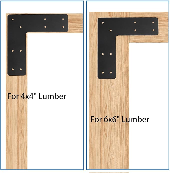 L Right Angle Bracket 2pcs, L Shape Brackes | Black Powder Coated Post to Beam - Image 5
