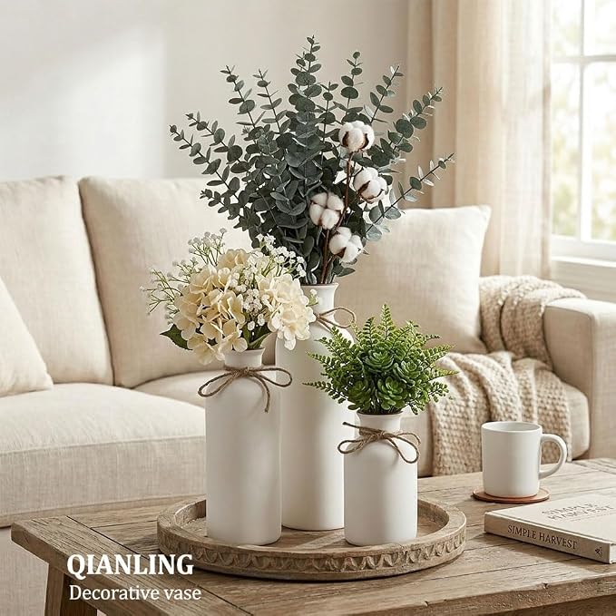 White Ceramic Vase Set - Image 2