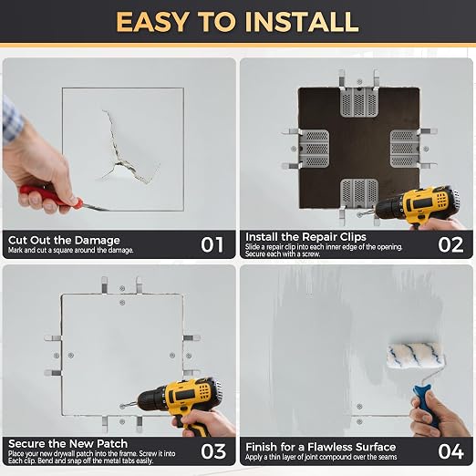 32 Pack Drywall Repair Clips, Easy Install Drywall Clip, Drywalls Patch Clip | - Image 7