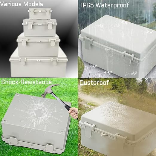Zulkit Junction Box ABS Plastic Waterproof IP65 Electrical Boxes Hinged Shell - Image 7