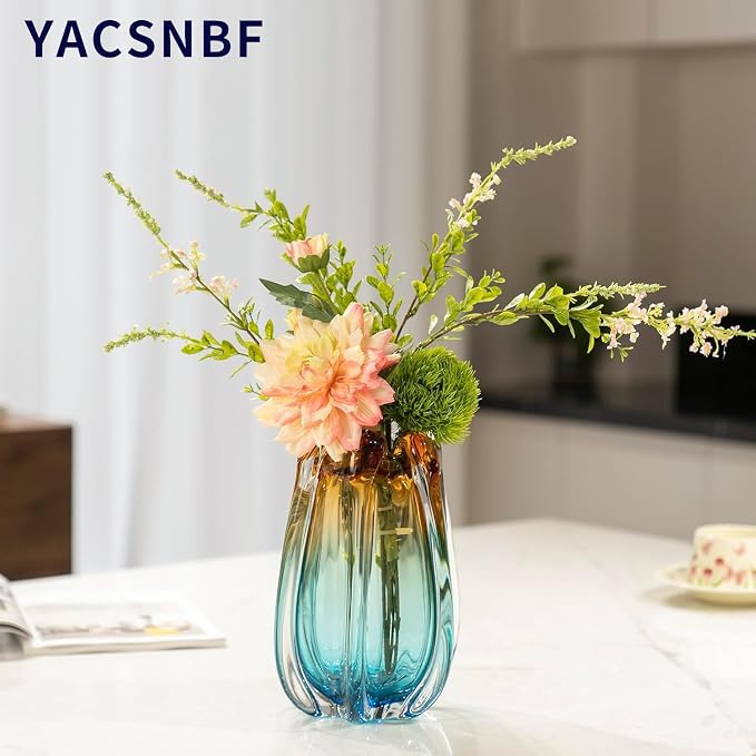 Hand Blown Glass Flower vases, Unique Glass vases, Wide Mouth vases, Small - Image 4