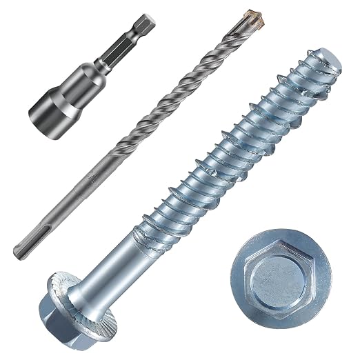 Wensilon 1/2" x 3" Zinc Plated Large Diameter Concrete Screw Actual Thickness by Wensilon