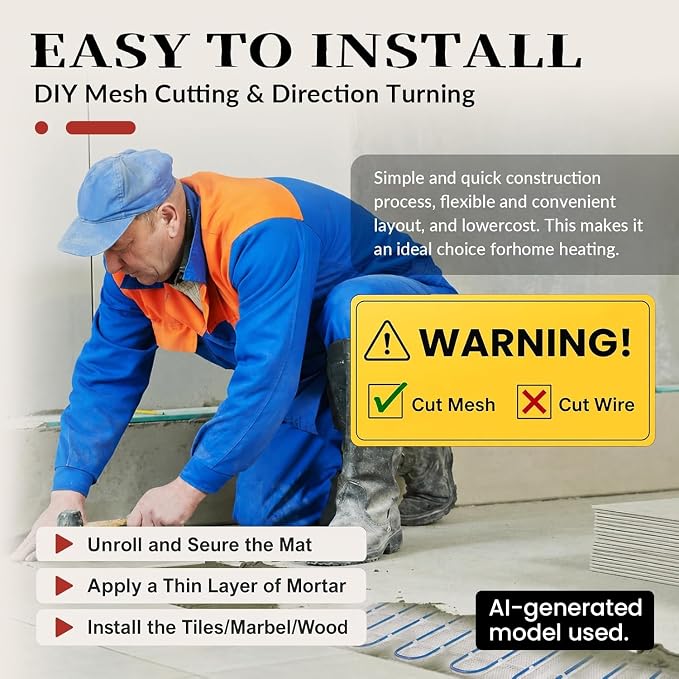 MAXKOSKO 30 sq ft Radiant Floor Heating System & Programmable Thermostat | 120V - Image 5