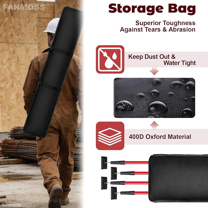 10FT Dust Barrier Poles Kit, Spring Retractable Isolation Support Poles - Image 4
