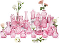 Clear Pink Glass Bud Vase Set of 24 Pcs, Small Bud Vases in Bulk, Glass Crystal by JXINDUJU