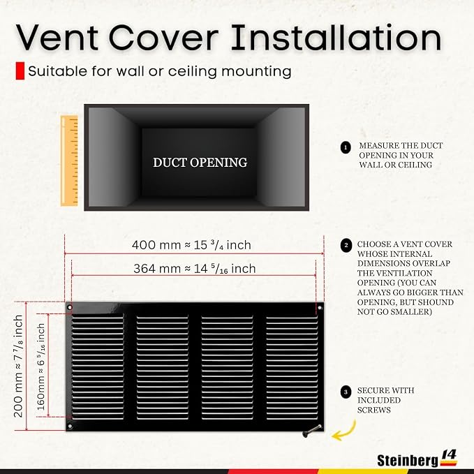 Steinberg14 Black Vent Cover 14x6 - Image 5