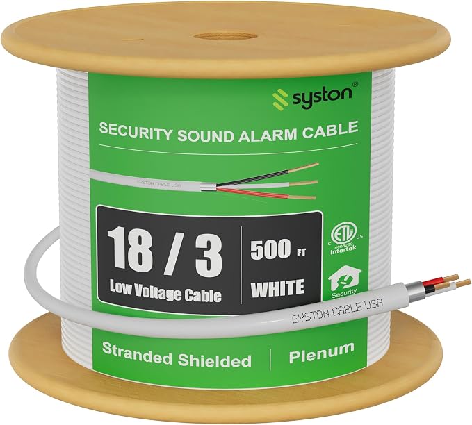 18/3 Low Voltage Security Sound Alarm Cable 500 ft 18 AWG 3 Conductors Stranded by SystonCableTechnology