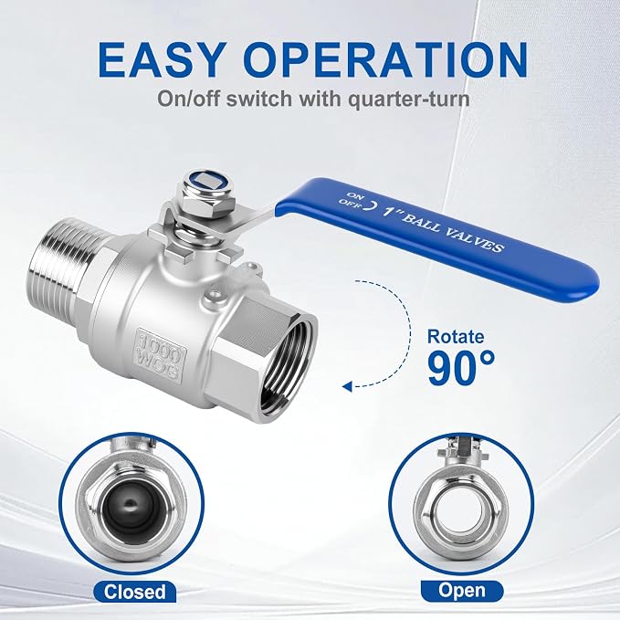 1-1/2 Ball Valve 2 Pack Full Port Male x Female NPT Thread Shut Off Valve | - Image 2
