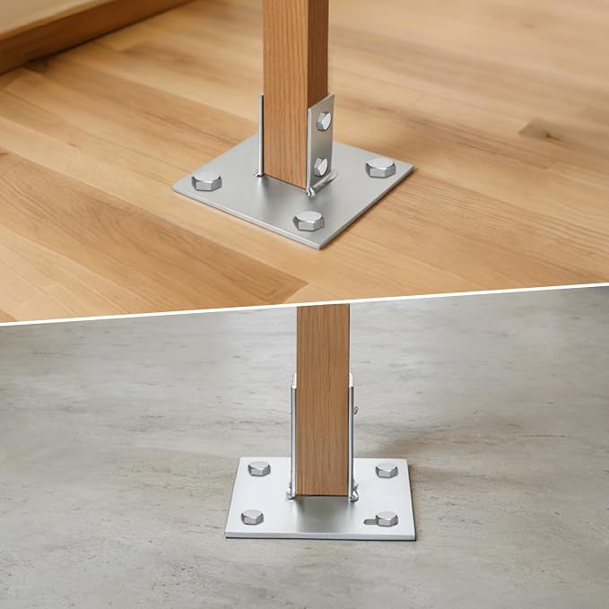 4Pcs Strut Post Base, 4 Holes Square Mount Base 6" x 6" Base - Image 6