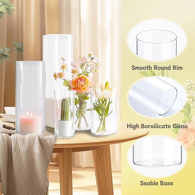 KRNDUMA Glass Cylinder Flower Vases - Image 4