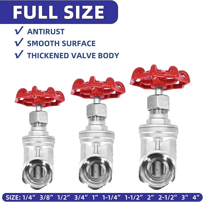 2-1/2" NPT Gate Valve, Heavy Duty Stainless Steel Female Thread DN65 | Manual - Image 7