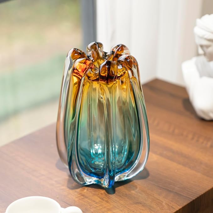 Hand Blown Glass Flower vases, Unique Glass vases, Wide Mouth vases, Small - Image 8