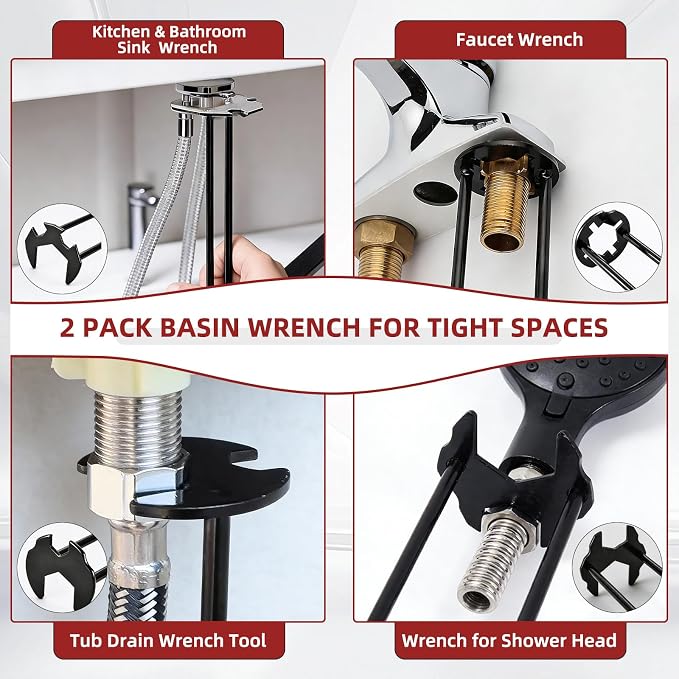 GPANDAG 40PCS Plumbing Tool and Faucet Wrench Set, Universal Sink Wrench | - Image 3