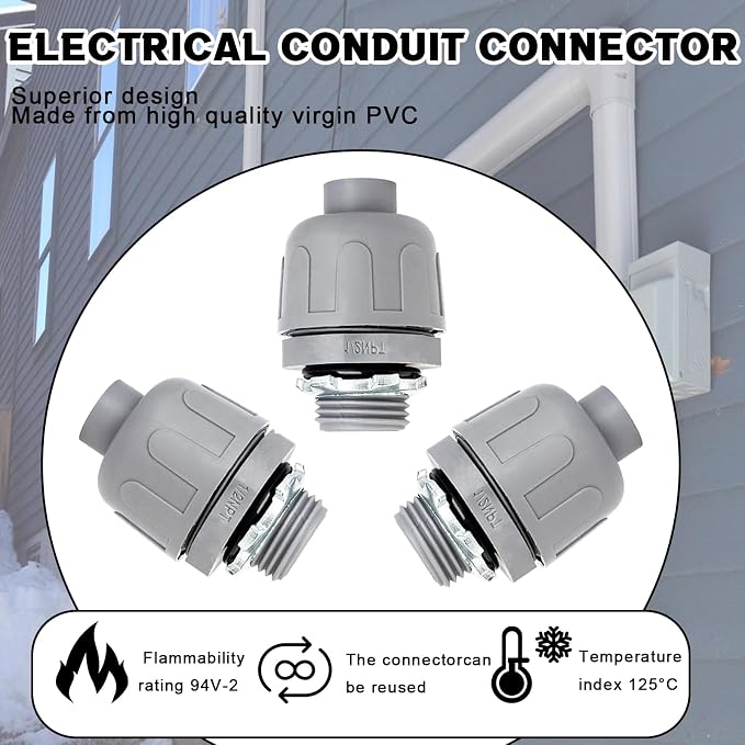 1/2 inch Liquid Tight Connector PVC Flexible Conduit Connector, Straight 180 - Image 6