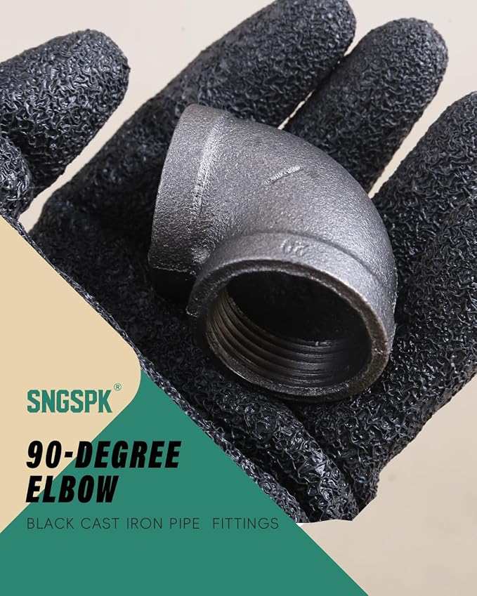 Black Cast Iron 90 Degree Elbow, Female Pipe Fitting, 1 Inch Size, - Image 2