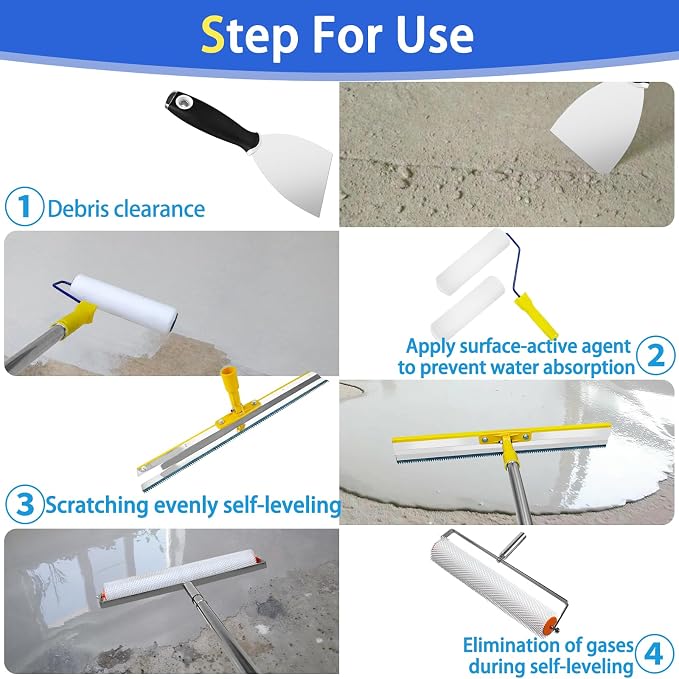 VKE Self Leveling Concrete Tools Spiked Roller, 63in Telescopic Pole | - Image 2