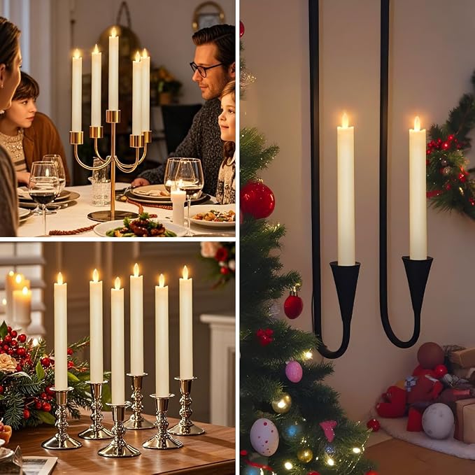 Battery Operated Flameless Ivory Taper Candles Flickering–Set of 6, Realistic - Image 7