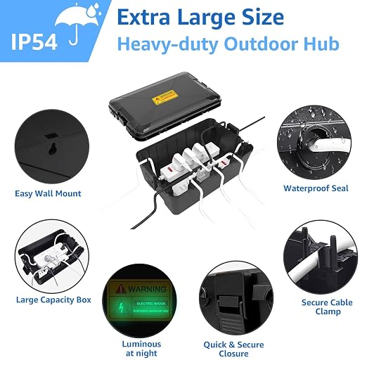 Outdoor Extension Cord Cover, IP54 4PK Small Weatherproof Extension Cord | - Image 4