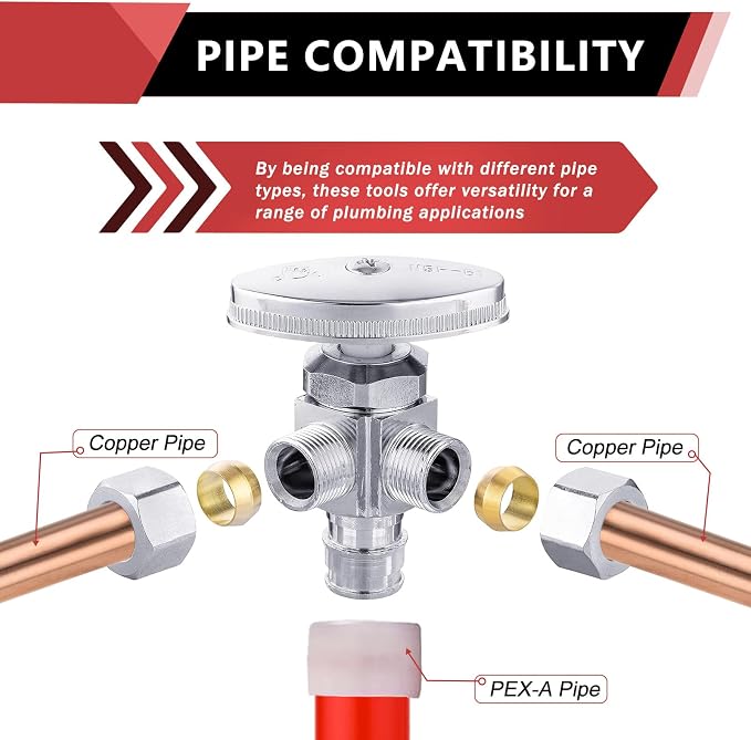 10PC EFIELD PEX-A Expansion Angle Stop Valve, Chrome Plated-VALVE067 - Image 4