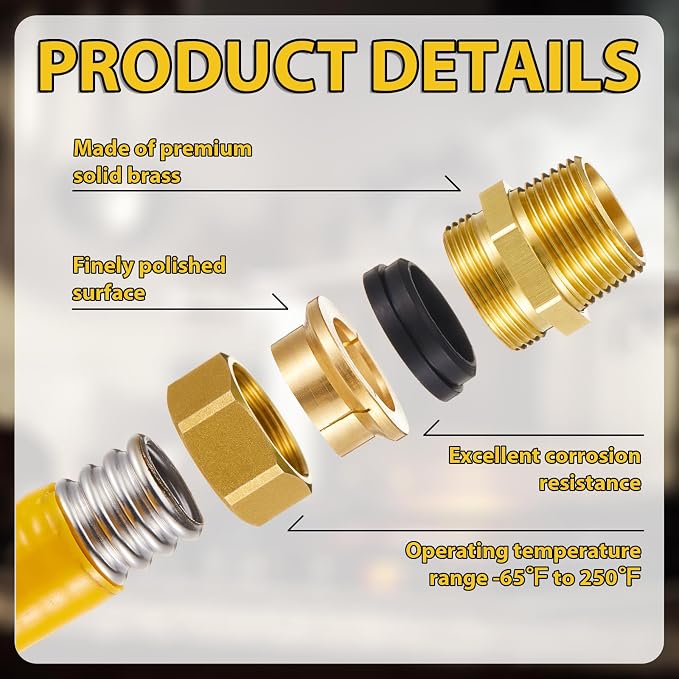 Frienda 4 Pack CSST Gas Line Fittings 3/4'' NPT Brass Male Adapter | Hex Nipple - Image 3