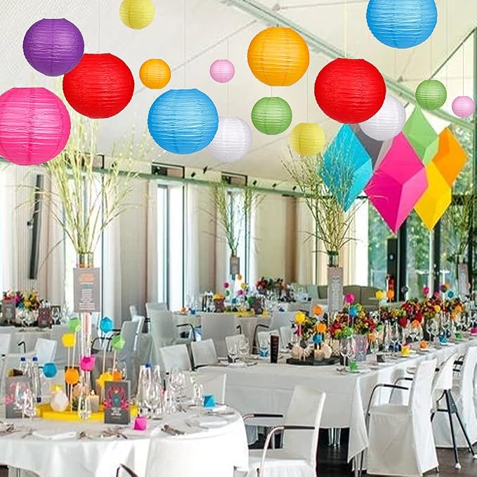 Paper Lanterns Decorative, Round Hanging Paper Lanterns - Image 6