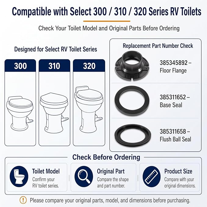 RV Toilet Seal and 3" Floor Flange Kit Compatible - Image 3