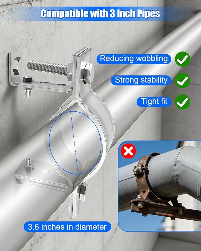 3 Inch Adjustable Pipe Bracket, Split Ring Stove Hanger Chimney Pipe Holder | B - Image 3