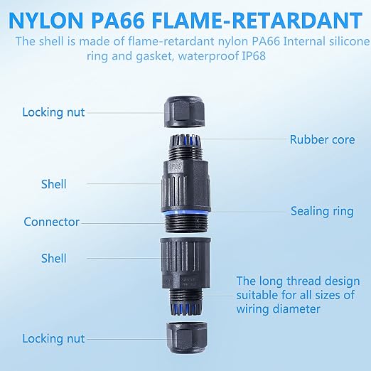 3PCS IP68 Waterproof Electrical Cable Connector, Outdoor 2 Way Junction Box - Image 4
