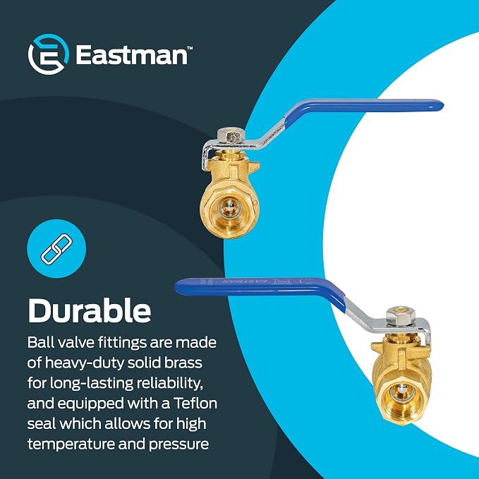 Eastman 3/8 Inch IPS Heavy Duty Full Port Ball Valve, Brass Plumbing Fitting - Image 4