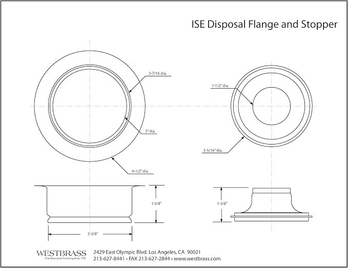 Westbrass A2089-12 4-1/4" Kitchen Sink Waste Disposal Drain Flange and Stopper - Image 9