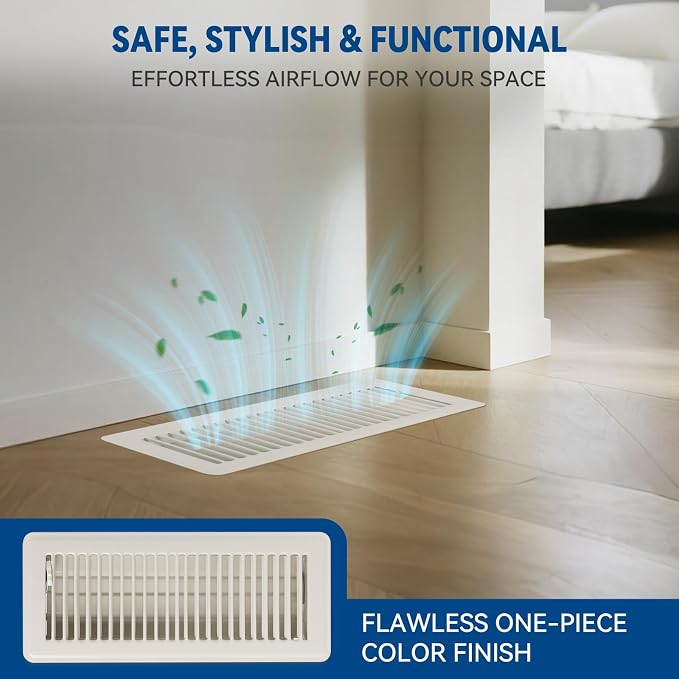 4" x 12" Floor Register Vent Covers 10-Pack, Cream White - Image 3