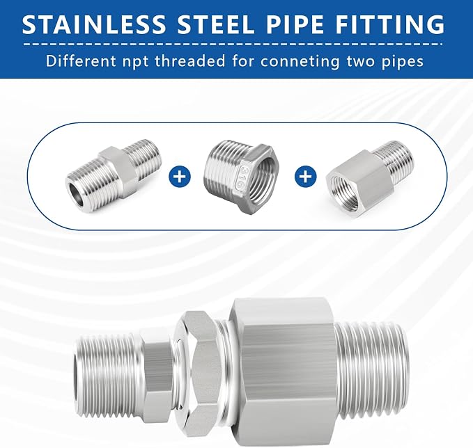 316 Stainless Steel Hex Bushing Reducer, 3/4" NPT Male to 1/2" NPT Female Pipe - Image 5