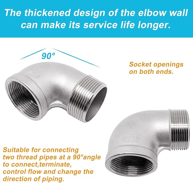 90 Degree Elbow Fittings 1PCS, 1-1/2" NPT Male X 1-1/2" NPT Female 304 - Image 5