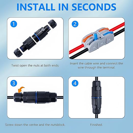 5PCS IP68 Waterproof Junction Box, Outdoor 2 Way Electrical Cable Connector - Image 6