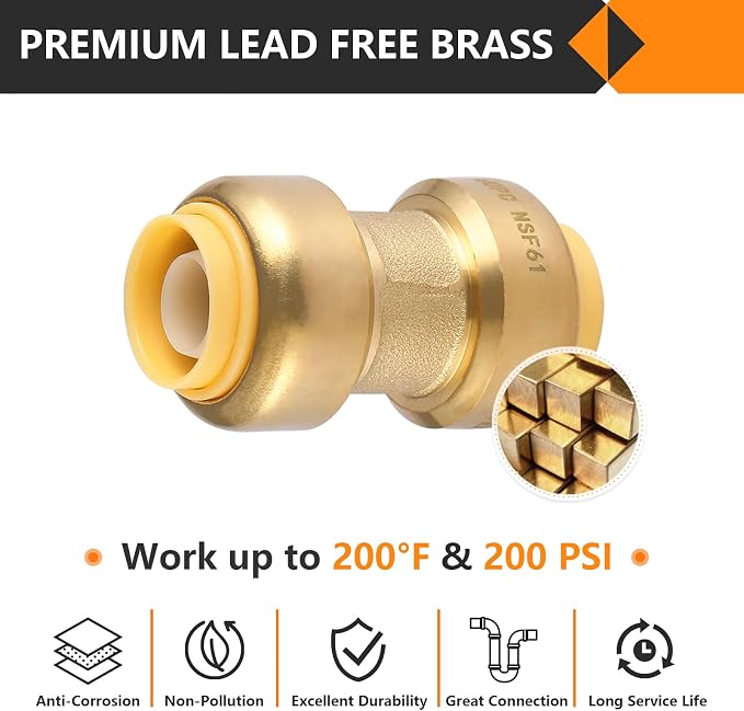 20PC HeSun Pushfit Coupling, 3/4"x3/4" Push to Connect Plumbing Fittings | - Image 3
