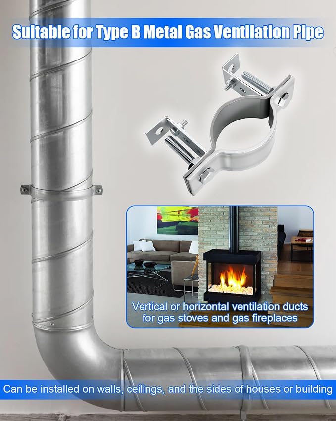 3 Inch Adjustable Pipe Bracket, Split Ring Stove Hanger Chimney Pipe Holder | B - Image 2