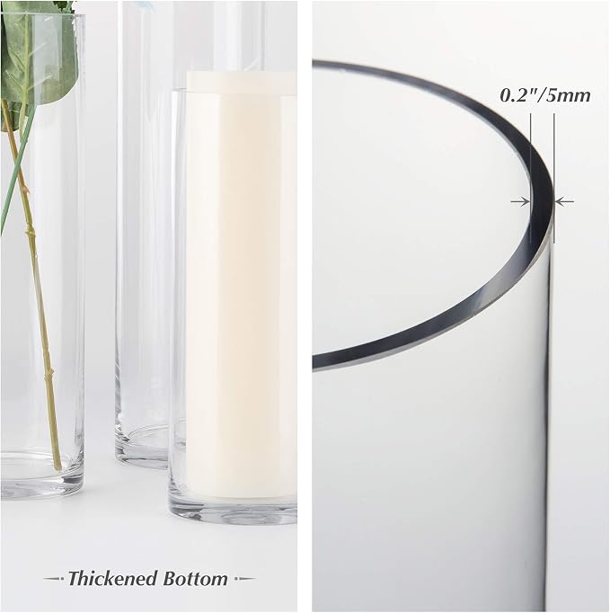 WGV Cylinder Vase, Floral Container, Glass Candle Holder Centerpiece Planter - Image 8
