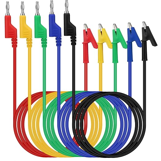SWANLAKE 5-Piece Banana Plug to Alligator Clip Test Leads, 1000V 15A 3.5ft/1M by SWANLAKETOOLS