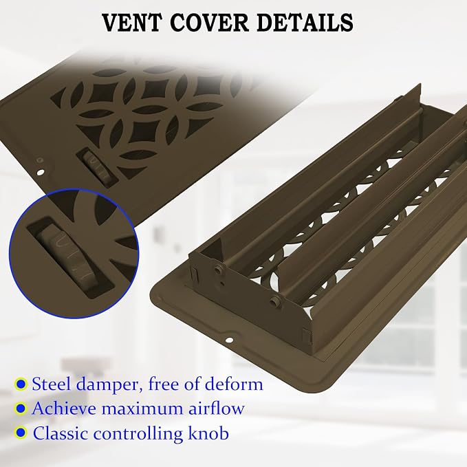 4x12 Floor Register, Floor Vent Cover, Air Vents, All Steel Heavy Duty Floor - Image 5